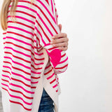 Women's Pink Striped One Sized Holiday Sweater