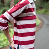 Women's Pink Striped Polo Pullover