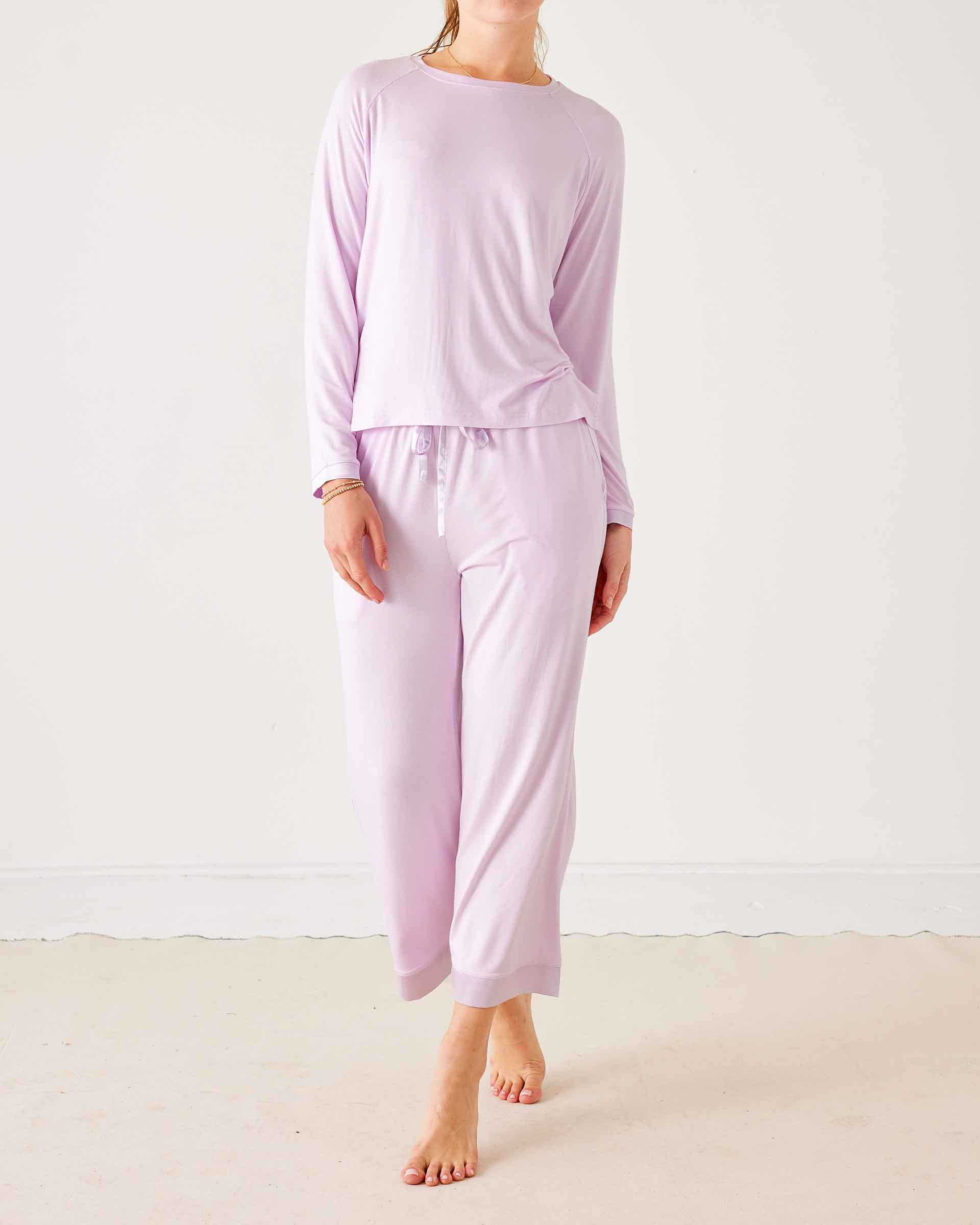 Women's Purple Satin Modal Pajama Pant Set