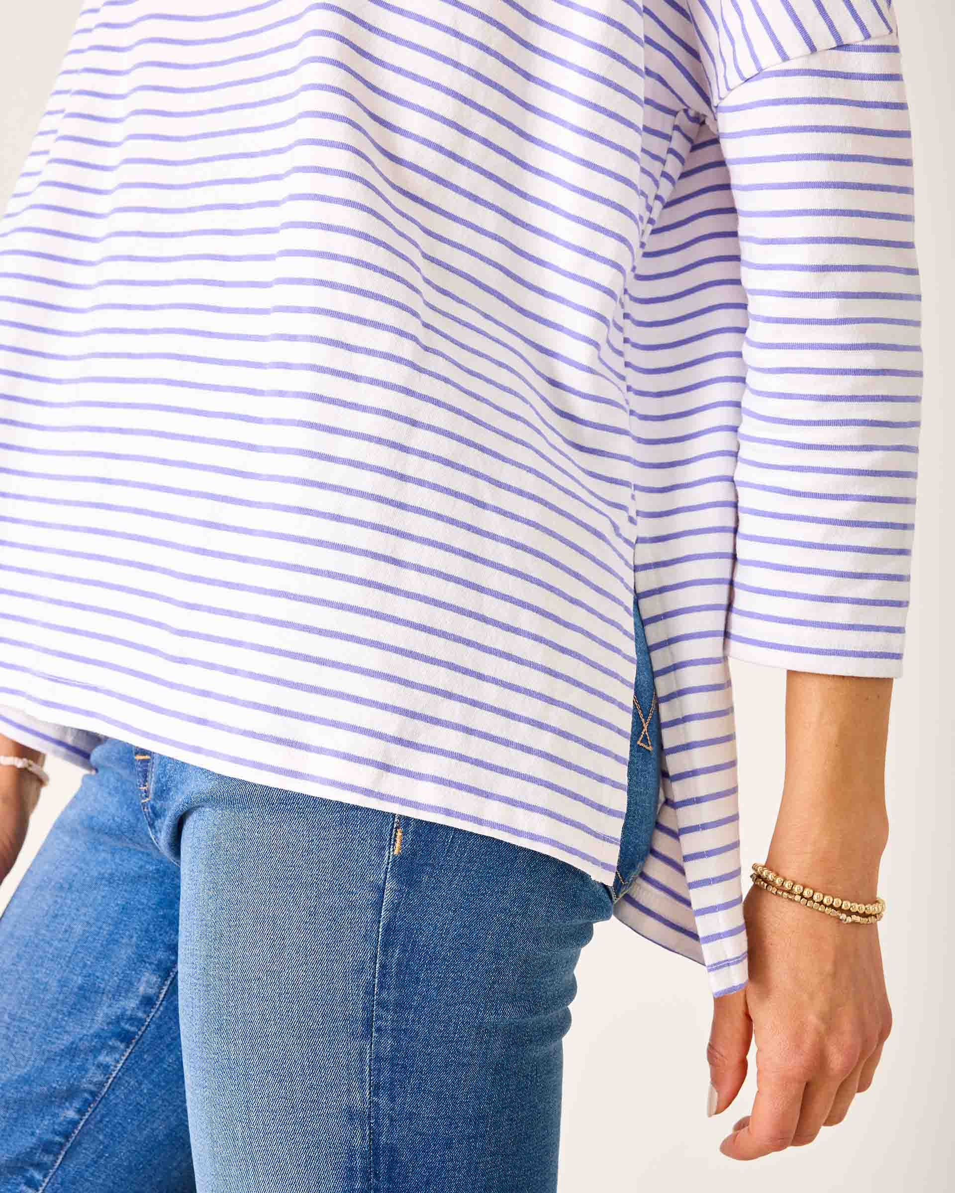 Women's Purple Striped Ringer Tee