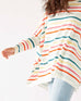 Women's Oversized Crewneck Knit Sweater In Rainbow Stripes Drape Of Fabric
