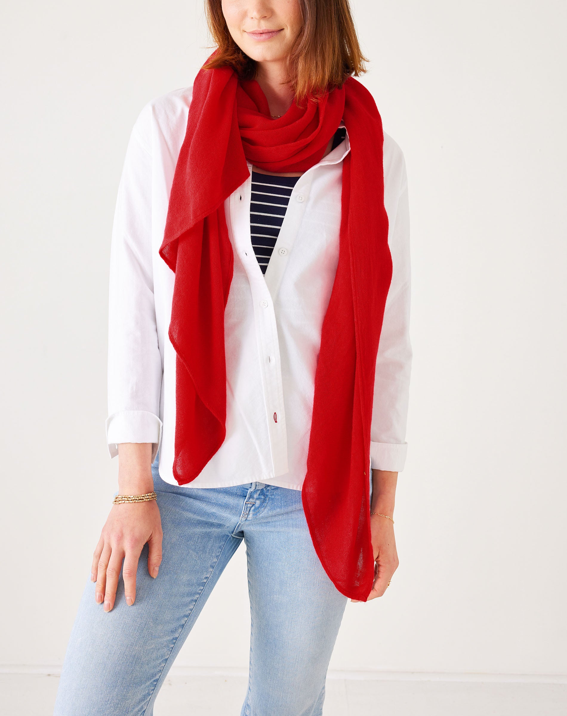 Women's Red Lightweight Travel Wrap and Scarf