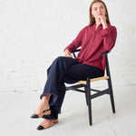 Women's Red Cotton Button Down