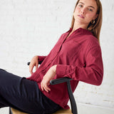 Women's Red Cotton Button Down