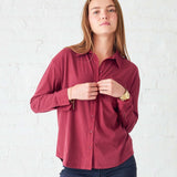 Women's Red Cotton Button Down