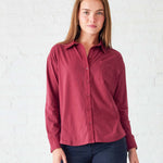 Women's Red Cotton Button Down