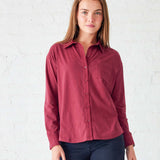 Women's Red Cotton Button Down