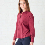 Women's Red Cotton Button Down