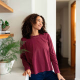 Women's Red Long Sleeve Cotton Tee