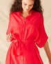 Women's Red Mallorca Kaftan Dress and Coverup With Button-up Front Sleeveless Drop Shoulder and Removable Self Belt Front View
