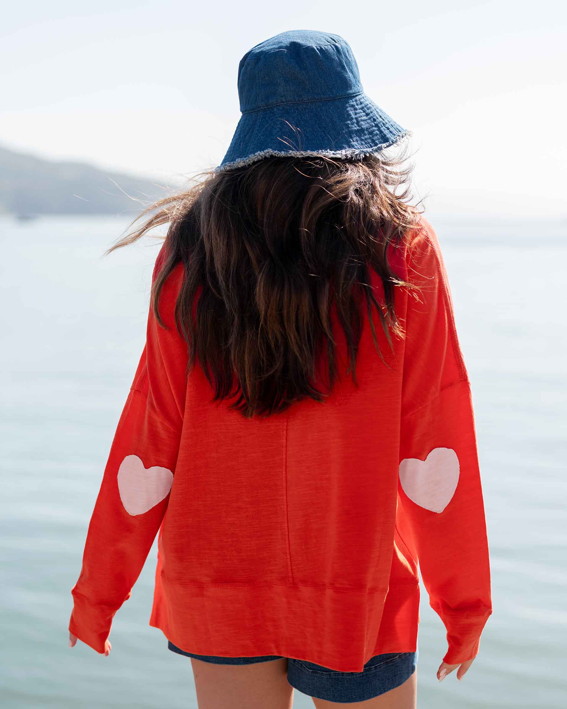 Women's Oversized Cotton Tee With Hearts On Elbows