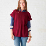 Women's One Size Red Short Sleeve Sweater With Buttons Down Back