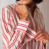 Women's Red Striped Button Down Everyday Shirt