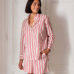 Women's Red Striped Button Down Everyday Shirt