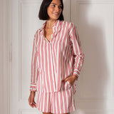 Women's Red Striped Button Down Everyday Shirt