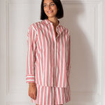 Women's Red Striped Button Down Everyday Shirt