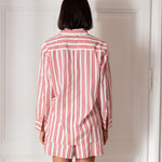 Women's Red Striped Button Down Everyday Shirt