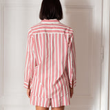 Women's Red Striped Button Down Everyday Shirt