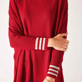 Women's Red Striped Crewneck Sweater Oversized