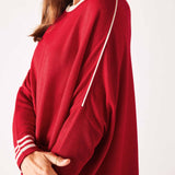 Women's Red Striped Crewneck Sweater Oversized