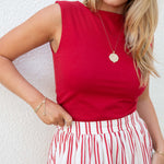 Women's Red Striped Maxi Skirt Spring Style