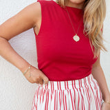 Women's Red Striped Maxi Skirt Spring Style