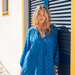 Women's Royal Blue Eyelet Mini Coverup Dress