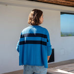 Women's Royal Blue Navy Striped Oversized Sweater