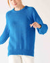 Women's Royal Blue Soft Crewneck Stitched Sweater Front View