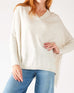 Women's One Size Vneck Knit Sweater in Sea Salt Chest View