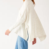 Women's One Size Vneck Knit Sweater in Sea Salt Side View