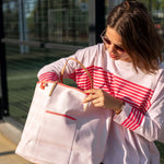 Women's Sporty Pink Striped Slub Tee