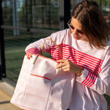 Women's Sporty Pink Striped Slub Tee