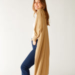 Women's Tan Cashmere Chelsea Travel Kimono Side View