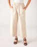 Women's Tan Wide Leg Elastic Waistband Sammie Twill Pants With Front Slant Pockets Front View