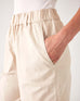 Women's Tan Wide Leg Elastic Waistband Sammie Twill Pants With Front Slant Pockets Side View Pocket Detail