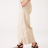 Women's Tan Wide Leg Elastic Waistband Sammie Twill Pants With Front Slant Pockets Side View