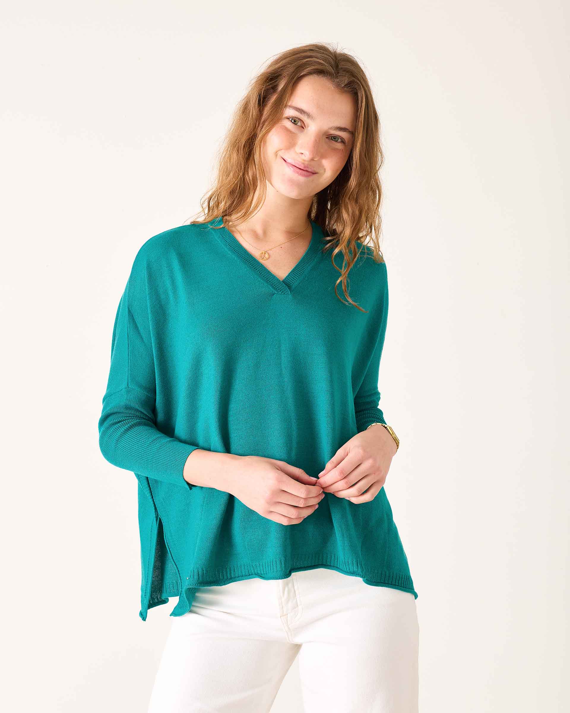 Women's Teal Vneck Sweater