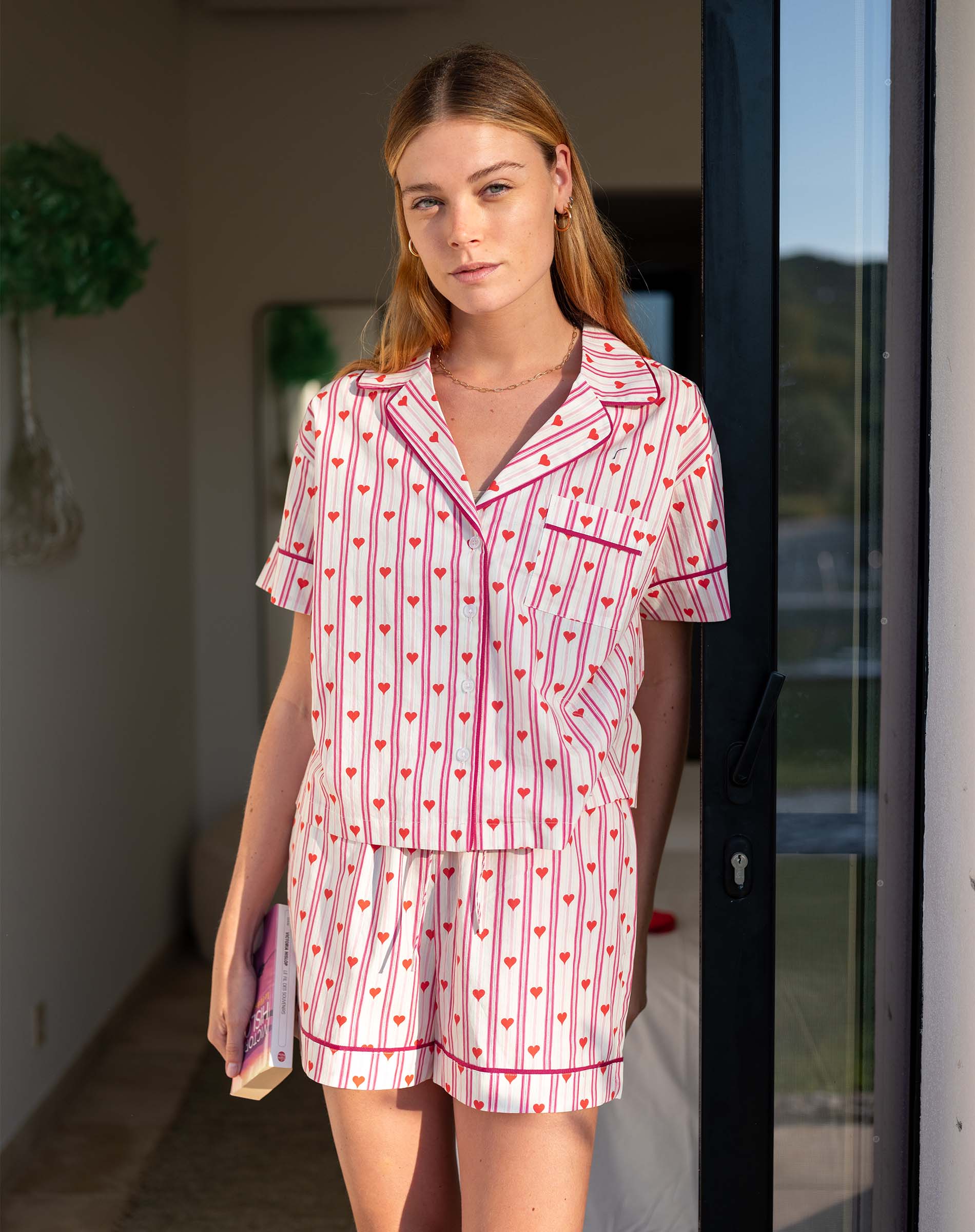 Over The Cotton Moon Pajama Shorts Set - Love Notes