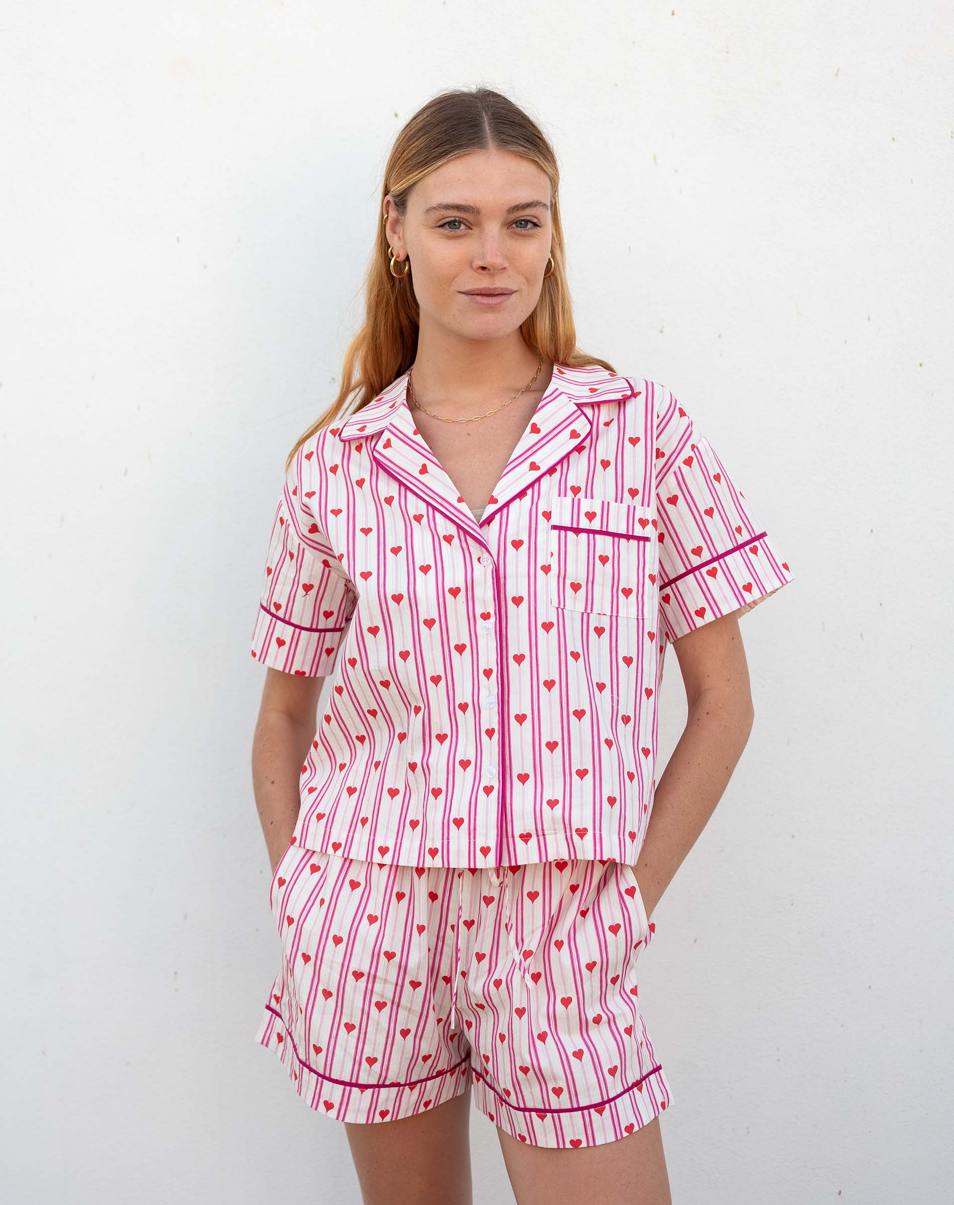 Women's Valentine's Day Heart Pajama Short Set