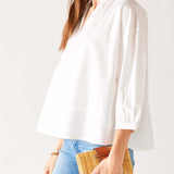 Women's White V-neck Blouse Side View