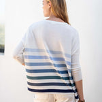 Women's White And Blue Striped Oversized Sweater