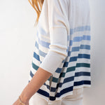 Women's White And Blue Striped Oversized Sweater