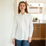 Women's White Button Up Long Sleeve Top Oversized