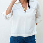 Women's White Collared Top Spring Style