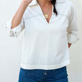 Women's White Collared Top Spring Style