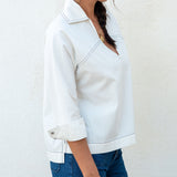 Women's White Collared Top Spring Style