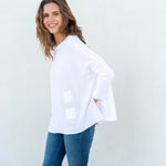 Women's White Oversized Rose Pink Sweater