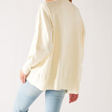 Women's White Everyday High Low Waist Jersey Knit Pullover V-neck Toujour Sweater Rear View