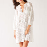 Women's Lightweight White Eyelet Coverup Dress Full Body View